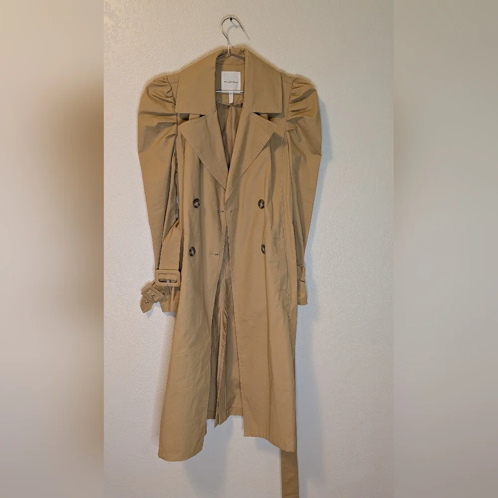 Avec Les Filles Puff Sleeve Classic Tan Trench Coat - Picture 15 of 15